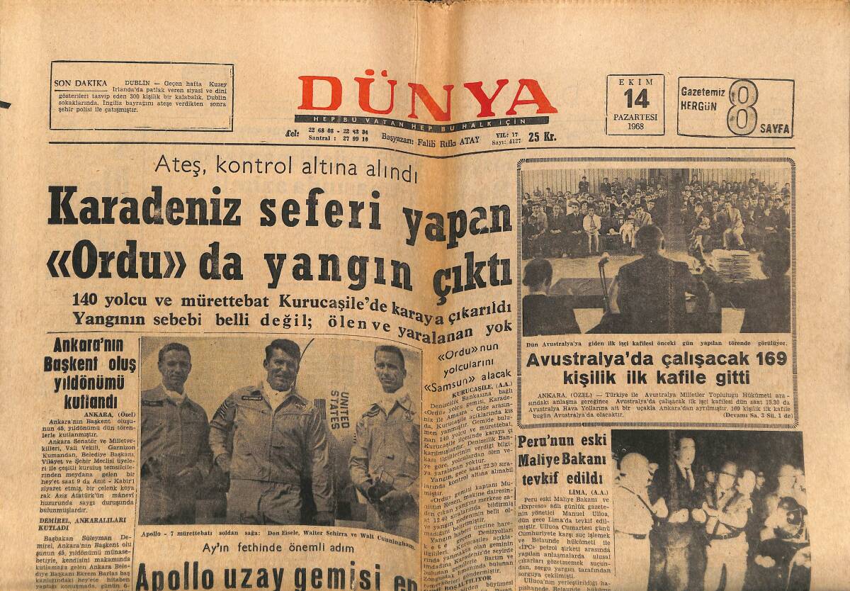 Dünya Gazetesi 14 Ekim 1968 - Bravo Bursaspor - İnönü: Mezhep Ayrılıkları Siyasete Alet Edilmemeli GZ152218 - 1