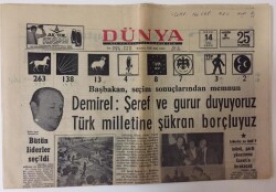 Dünya Gazetesi 14 Ekim 1969 - Demirel Millet Meclisi Genel Seçimlerinde Galip Çıktı GZ13013 - 2