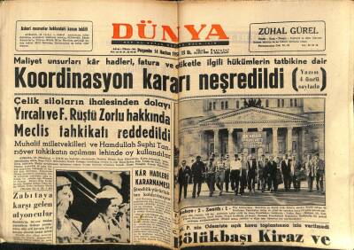 Dünya Gazetesi 14 Haziran 1956 - Dünya Parlamentolarına Kıbrıs Mevzuunda Mesaj Göndereceğiz GZ59909 - 1