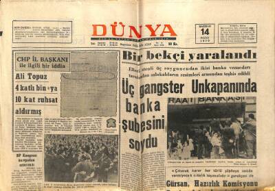 Dünya Gazetesi 14 Haziran 1970 - CHP İl Kongresinde Bazı Üyeler Dövüldü GZ66204 - 1