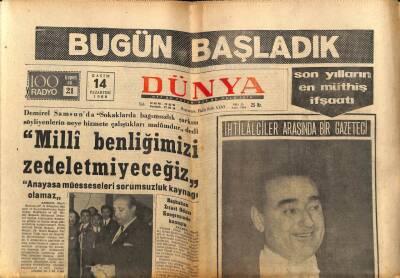 Dünya Gazetesi 14 Kasım 1966 - Menderesi Astıranlar GZ80601 - 1