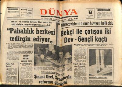 Dünya Gazetesi 14 Kasım 1971 - Sunay Erimi Kabul Etti GZ81049 - 1