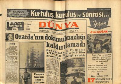 Dünya Gazetesi 14 Mayıs 1963 - Amerikalı Astronot Cooper Bugün Uzaya Gidiyor GZ59973 - 2
