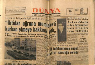 Dünya Gazetesi 14 Şubat 1969 - Ankarada Solcu Öğrenciler Bazı Binaları Taşa Tuttular GZ59685 - 1