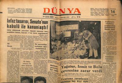 Dünya Gazetesi - 14 Temmuz 1965 - İnfaz Tasarısı Senatonun Kabulü İle Kanunlaştı GZ110987 - 1