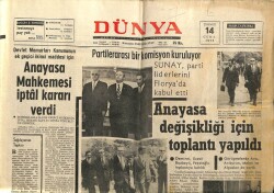 Dünya Gazetesi 14 Temmuz 1972 - Anayasa Değişikliği İçin Toplantı Yapıldı GZ66990 - 1