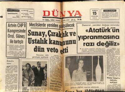 Dünya Gazetesi 15 Haziran 1972 - Fatma Girik Setle Sahne Arasında Koşuyor GZ82185 - 1