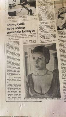 Dünya Gazetesi 15 Haziran 1972 - Fatma Girik Setle Sahne Arasında Koşuyor GZ82185 - 2