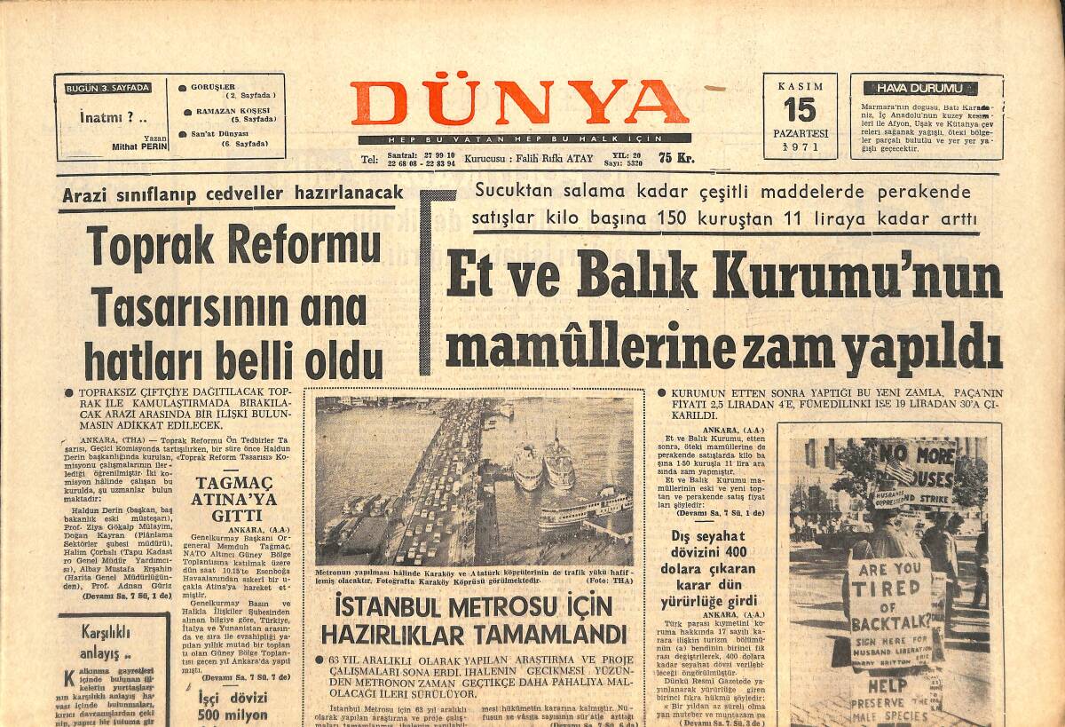 Dünya Gazetesi 15 Kasım 1971 - Hindistan'dan Pakistan'a Top Ateşi Açıldı - Lider Beşiktaş Vefa'ya Farklı Yenildi! GZ143520 - 1