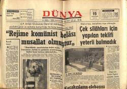 Dünya Gazetesi 15 Mart 1972 - Rejime Komünist Belası Musallat olmuştur GZ61031 - 2