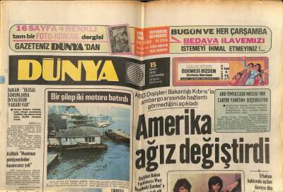 Dünya Gazetesi 15 Mart 1978 - Amerika Ağız Değiştirdi GZ68085 - 2
