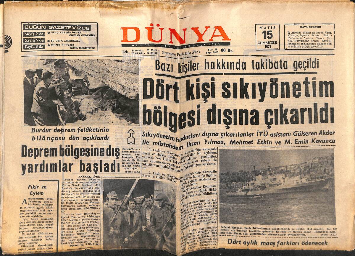 Dünya Gazetesi 15 Mayıs 1971 - Barış Manço, Ayrılık Haberini Yalanladı - Almanların Sevgilisi Hildegard Kneff GZ151059 - 1