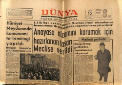 Dünya Gazetesi 15 Şubat 1969 - Nizamı Korumak İçin Hazırlanan Tasarı Meclise Verildi GZ61026 - 1