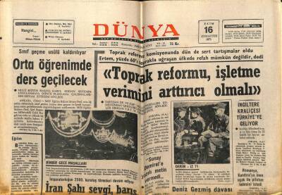 Dünya Gazetesi 16 Ekim 1971 - Toprak Reformu İşletme Verimini Artırıcı Olmalıdır GZ61013 - 2