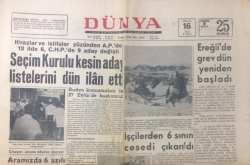 Dünya Gazetesi 16 Eylül 1969 - İşçilerden 6 sının Cesedi Çıkarıldı - GZ12945 - 1
