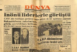 Dünya Gazetesi 16 Haziran 1962 - İnönü Liderlerle Görüştü GZ68225 - 2