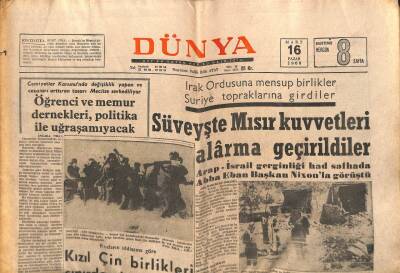 Dünya Gazetesi - 16 Mart 1969 - Süveyşte Mısır Kuvvetleri Alarma Geçirildiler GZ111060 - 1