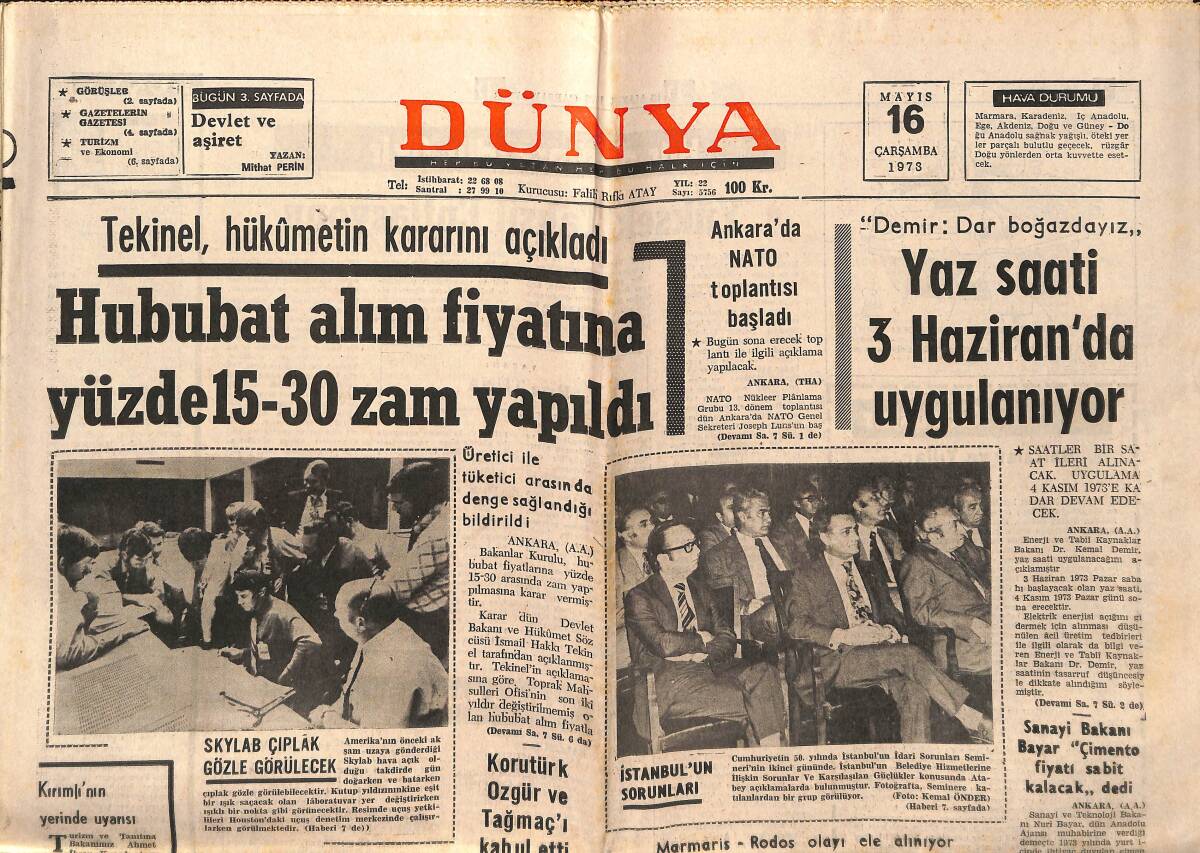 Dünya Gazetesi 16 Mayıs 1973 - İstanbul'un Sorunları - Bursa Tıp Fakültesi 29 Ekim'de Açılıyor GZ149365 - 1