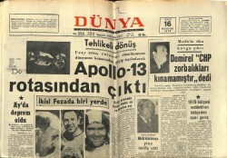Dünya Gazetesi 16 Nisan 1970 - Apollo-13 Rotasından Çıktı GZ61101 - 1