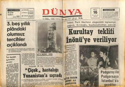 Dünya Gazetesi 16 Nisan 1972 - Çiçek Hastalığı Yunanistana Sıçradı GZ68107 - 2