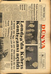 Dünya Gazetesi 16 Ocak 1964 - Londrada Kıbrıs Konferansı Açıldı GZ68210 - 2