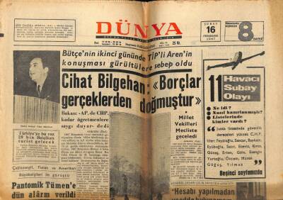 Dünya Gazetesi 16 Şubat 1967 - Bir Çıkarma Gemimiz Battı,4 Er Şehit Oldu GZ61018 - 2