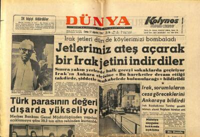 Dünya Gazetesi 17 Ağustos 1962 - Jetlerimiz Ateş Açarak Irak Jetini İndirdiler GZ68137 - 1