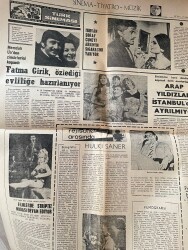 Dünya Gazetesi 17 Ekim 1968 - Türkan Şoray Cüneyt Arkın'ın Sigarasını Yakıyor - Fatma Girik Özlediği Evliliğe Hazırlanıyor GZ147956 - 2