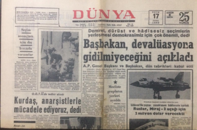 Dünya Gazetesi 17 Ekim 1969 - Başbakan Devalüasyona Gidilmeyeceğini Açıkladı - GZ12934 - 2