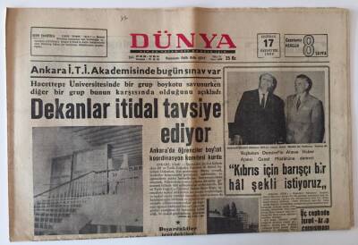 Dünya Gazetesi 17 Haziran 1968 - Demirel Kıbrıs İçin Barışçı Bir Hal Şekil İstiyoruz GZ13039 - 1