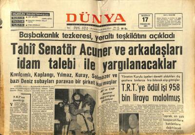 Dünya Gazetesi 17 Haziran 1971 - Fatma Girik, Yılmaz Güney, Mine Mutlu, Ahmet Mekin GZ68310 - 2