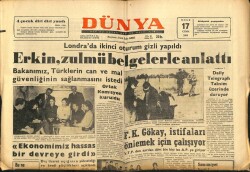 Dünya Gazetesi 17 Ocak 1964 - Erkin Zulmü Belgelerle Anlattı GZ68209 - 2