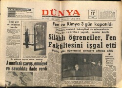 Dünya Gazetesi 17 Şubat 1971 - Silahlı Öğrenciler Fen Fakültesini İşgal Etti GZ68240 - 1