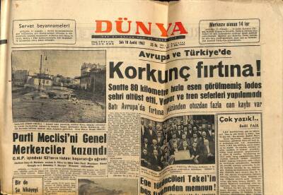 Dünya Gazetesi 18 Aralık 1962 - CHPde Parti Meclisini Genel Merkezciler Kazandı GZ59871 - 2
