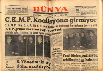Dünya Gazetesi 18 Aralık 1963 - Ferit Melen , Enflasyon Tehlikesinden Bahsetti GZ80757 - 1