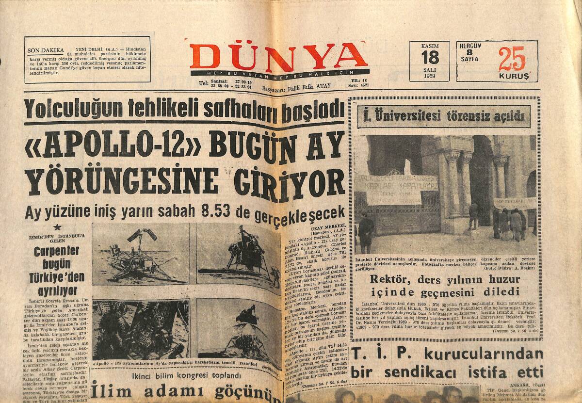 Dünya Gazetesi 18 Kasım 1969 - İstanbul Üniversitesi Törensiz Açıldı - Haftanın Portresi Adile Naşit GZ152314 - 1