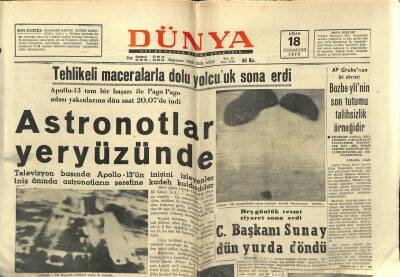 Dünya Gazetesi 18 Nisan 1970 - Astronotlar Yeryüzünde GZ61094 - 2
