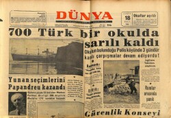 Dünya Gazetesi 18 Şubat 1964 - 700 Türk Bir Okulda Sarılı Kaldı GZ68195 - 1