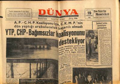 Dünya Gazetesi 19 Aralık 1963 - Yağmur Marmara Bölgesinde Büyük Hasarlara Sebep Oldu GZ80758 - 1