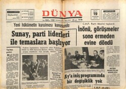 Dünya Gazetesi 19 Nisan 1972 - Sunay Parti Liderleri İle Temaslara Başlıyor GZ68104 - 2