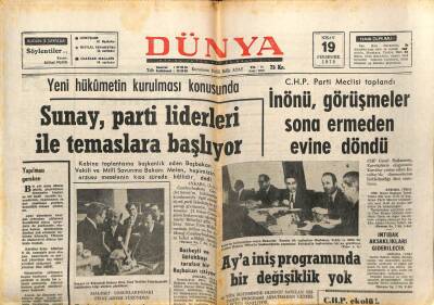 Dünya Gazetesi 19 Nisan 1972 - Sunay Parti Liderleri İle Temaslara Başlıyor GZ68104 - 2