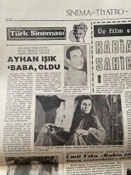 Dünya Gazetesi 19 Nisan 1973 - Cemal Kamacı Yarın Almanya'ya Gidiyor - Ayhan Işık Baba Oldu - Rabia Filminde Rabia Rolünü Oynayan Fatma Girik GZ143150 - 2