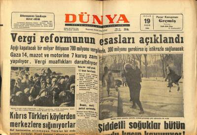 Dünya Gazetesi 19 Ocak 1964 - Kıbrıs Türkleri Köylerden Merkezlere Sığınıyorlar GZ68207 - 2