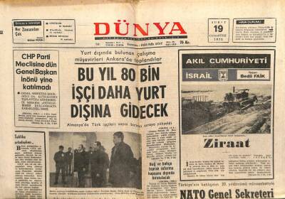Dünya Gazetesi 19 Şubat 1972 - 80 Bin İşçi Yurt Dışına Gidecek GZ103479 - 2