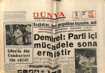 Dünya Gazetesi 2 Eylül 1969 - Libyada Dün Cumhuriyet İlan Edildi GZ61051 - 1