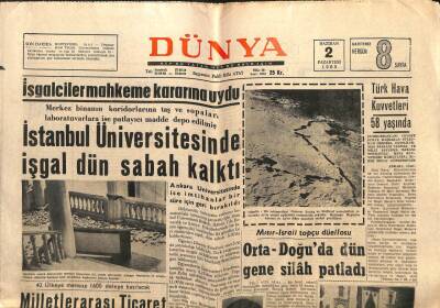 Dünya Gazetesi - 2 Haziran 1969 - İstanbul Üniversitesinde İşgal Dün Sabah Kalktı GZ111010 - 1