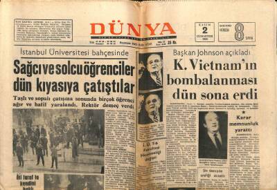 Dünya Gazetesi - 2 Kasım 1968 - Sağcı Ve Solcu Öğrenciler Kıyasıya Çatıştılar GZ111004 - 1