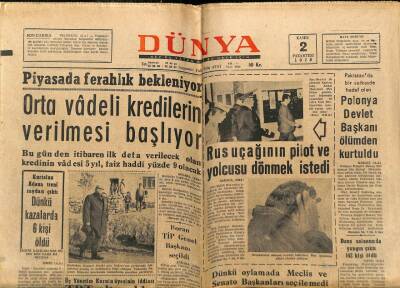 Dünya Gazetesi 2 Kasım 1970 - Rus Uçağının Pilot Ve Yolcusu Dönmek İstedi GZ68298 - 2