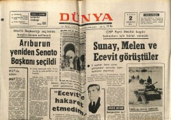 Dünya Gazetesi 2 Kasım 1972 - Arıburun Yeniden Senato Başkanı Seçildi GZ61082 - 2