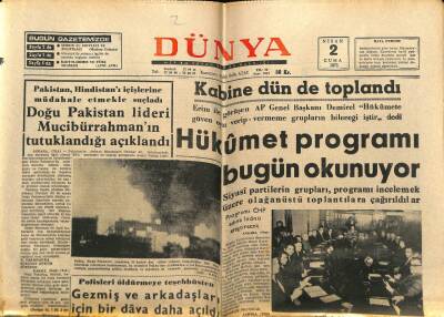 Dünya Gazetesi 2 Nisan 1971 - Selahattin Pınarın Eserleri de Yasaklandı GZ68330 - 2